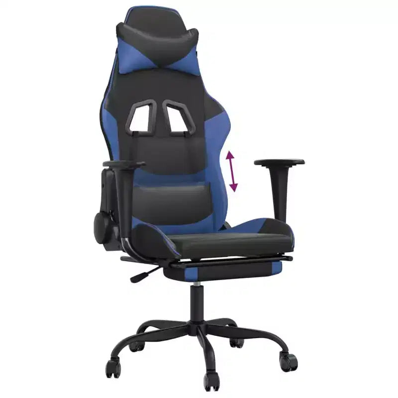 XL Gaming Chair Black and Blue Faux leather, Metal, Plywood Adjustable