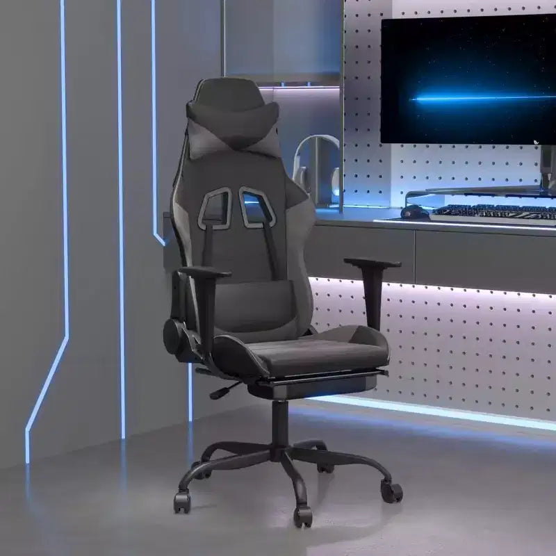 XL Gaming Chair Black and Blue Faux leather, Metal, Plywood Adjustable