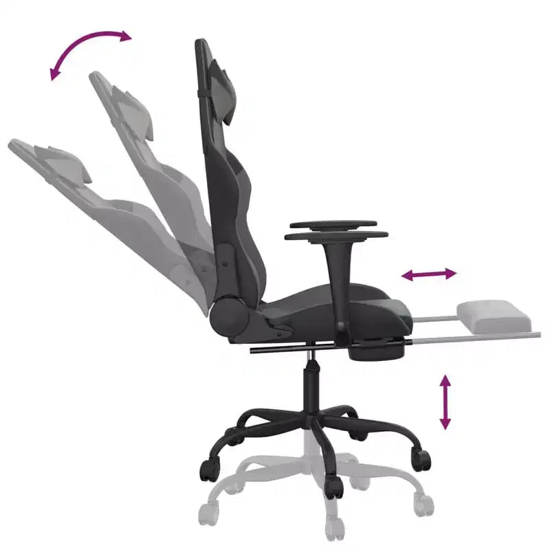 XL Gaming Chair Black and Blue Faux leather, Metal, Plywood Adjustable