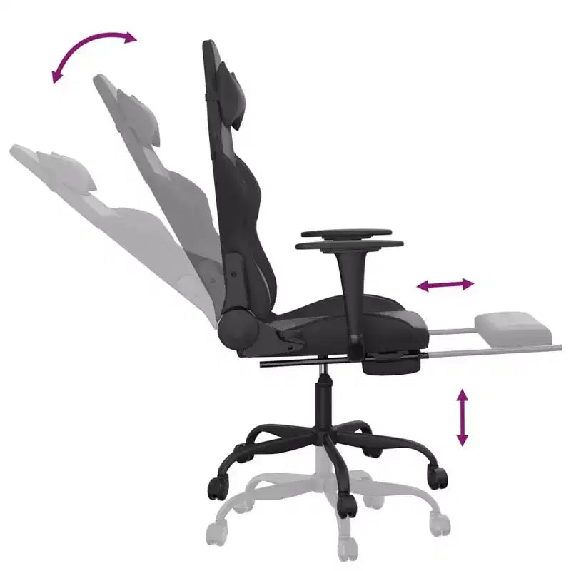 XL Gaming Chair Black and Blue Faux leather, Metal, Plywood Adjustable