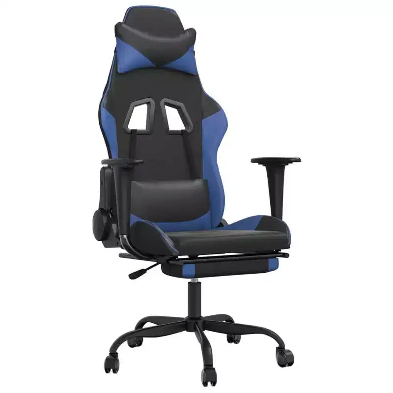 XL Gaming Chair Black and Blue Faux leather, Metal, Plywood Adjustable