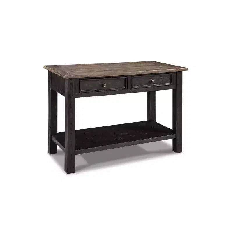 Tyler Creek Sofa/Console Table Grayish Brown/Black - Signature Design by Ashley: Mid-Century Modern with Open Shelf, Storage Drawer