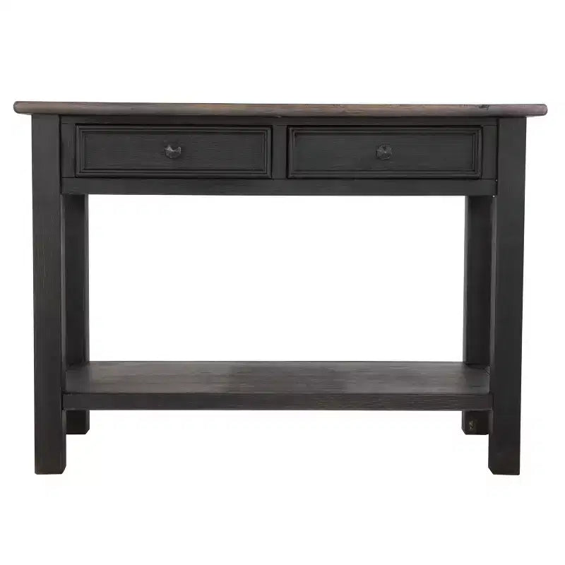 Tyler Creek Sofa/Console Table Grayish Brown/Black - Signature Design by Ashley: Mid-Century Modern with Open Shelf, Storage Drawer