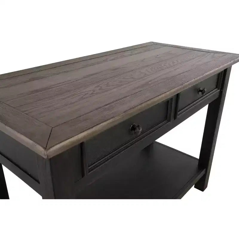 Tyler Creek Sofa/Console Table Grayish Brown/Black - Signature Design by Ashley: Mid-Century Modern with Open Shelf, Storage Drawer